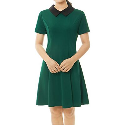 Allegra K Halloweendräkt för kvinnor Peter Pan kontrast dockkrage kortärmat ovanför knät utsvängd klänning, gRÖN, M Allegra K Halloweendräkt för kvinnor Peter Pan kontrast dockkrage kortärmat ovanför knät utsvängd klänning, gRÖN, M