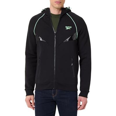 Reebok Huvtröja för män med dragkedja, svart, M Reebok Huvtröja för män med dragkedja, svart, M
