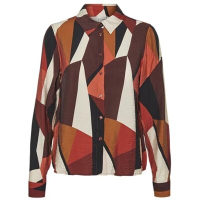 VERO MODA VMRIANA L/S Shirt WVN BTQ GA, Fired Brick/Aop: riana, S VERO MODA VMRIANA L/S Shirt WVN BTQ GA, Fired Brick/Aop: riana, S