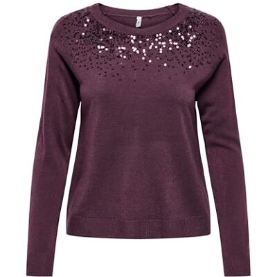 ONLY Onlstarry Ls Sequin O-Neck KNT, mauve wine, XS ONLY Onlstarry Ls Sequin O-Neck KNT, mauve wine, XS