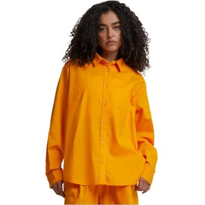 Urban Classics Damskjorta Ladies Linen Mixed Oversized skjorta magicmango M, magicmango, M Urban Classics Damskjorta Ladies Linen Mixed Oversized skjorta magicmango M, magicmango, M