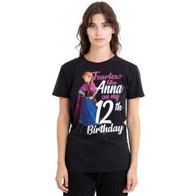 Disney mandarin creative ltd Frozen Fearless Like Anna 12:e födelsedagen dam t-shirt, svart, medium, Svart, M Disney mandarin creative ltd Frozen Fearless Like Anna 12:e födelsedagen dam t-shirt, svart, medium, Svart, M