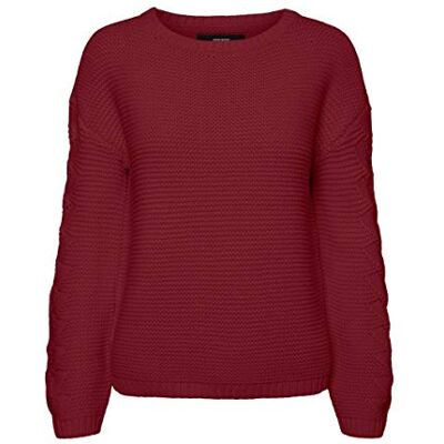 VERO MODA dam Vmnonamestitch Ls Boatneck blus tröja, Cabernet, XL VERO MODA dam Vmnonamestitch Ls Boatneck blus tröja, Cabernet, XL