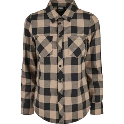 Urban Classics kvinnors damer turnup rutig flanell skjorta, Svart/Softtaupe, L Urban Classics kvinnors damer turnup rutig flanell skjorta, Svart/Softtaupe, L