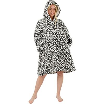 Hodge and Hodge Unisex huvtröja filt sweatshirt sherpa fleece överdimensionerad topp svart vit leopard Hodge and Hodge Unisex huvtröja filt sweatshirt sherpa fleece överdimensionerad topp svart vit leopard
