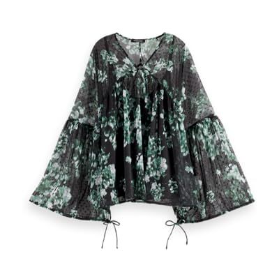 Scotch & Soda dam tryckt Fil Coupe Top T-shirt, Nieuw Blossom Print Park Green 353, 38 Scotch & Soda dam tryckt Fil Coupe Top T-shirt, Nieuw Blossom Print Park Green 353, 38