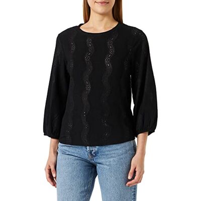 KAFFE Dam T-shirt 3/4 ärm lös passform KAtio T-shirt, Svart djup, XS KAFFE Dam T-shirt 3/4 ärm lös passform KAtio T-shirt, Svart djup, XS