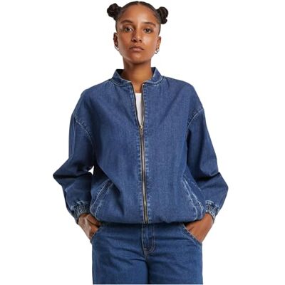 Urban Classics Dam Tb7131-damer överdimensionerad skater jacka jeans, Mid Deep Blue Tvätted, XL, Mellan djupblå tvättad, XL Urban Classics Dam Tb7131-damer överdimensionerad skater jacka jeans, Mid Deep Blue Tvätted, XL, Mellan djupblå tvättad, XL