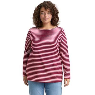 TOM TAILOR Plussize dam långärmad T-shirt, 40026 – Röd offwhite randig, 46 plus size TOM TAILOR Plussize dam långärmad T-shirt, 40026 – Röd offwhite randig, 46 plus size