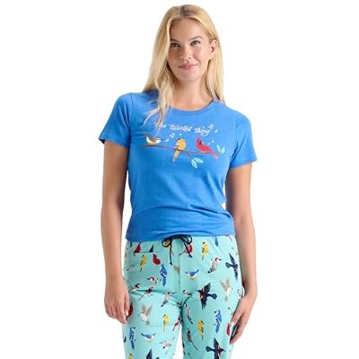 Little Blue House kortärmad t-shirt för kvinnor pyjamas topp pyjamas, De tweetest sakerna, L Little Blue House kortärmad t-shirt för kvinnor pyjamas topp pyjamas, De tweetest sakerna, L