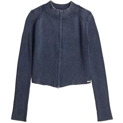 G-STAR Raw C.V. 2 Way Washed Slim LS Knit Wmn Pullover, Blå, XL Dam G-STAR Raw C.V. 2 Way Washed Slim LS Knit Wmn Pullover, Blå, XL Dam