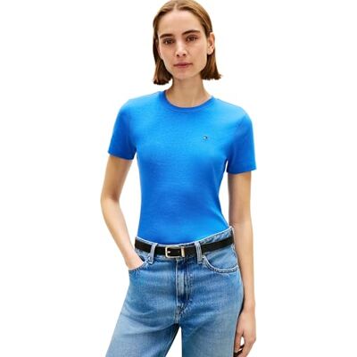 Tommy Hilfiger kvinnors Slim Cody C-Nk Ss Ww0Ww40587, blå, L Tommy Hilfiger kvinnors Slim Cody C-Nk Ss Ww0Ww40587, blå, L