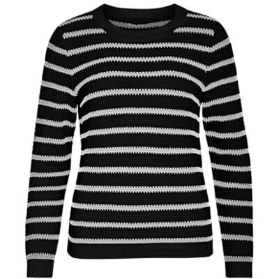 Vila Vidalo O-hals L/S randig stickad topp – Noos, svart, XXL Vila Vidalo O-hals L/S randig stickad topp – Noos, svart, XXL