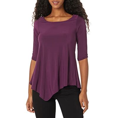 Star Vixen dam plus-size armbåge-cinch ärm hanky fåll topp skjorta Star Vixen dam plus-size armbåge-cinch ärm hanky fåll topp skjorta