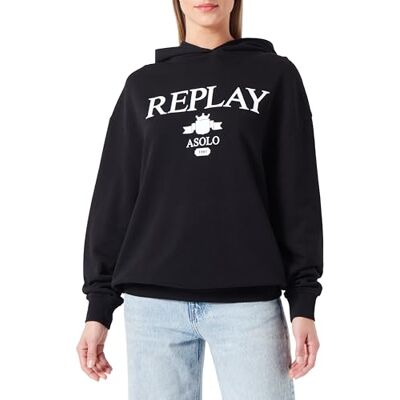 Replay Dam oversize huvtröja Pure Logo kollektion, 098 svart, M Replay Dam oversize huvtröja Pure Logo kollektion, 098 svart, M
