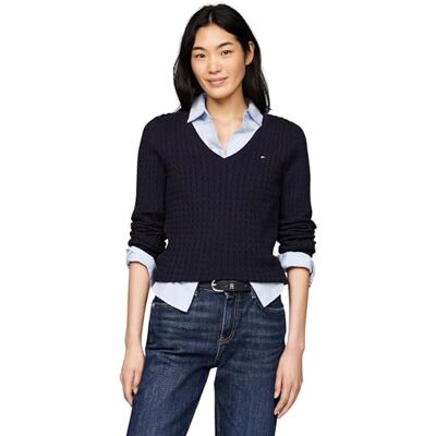 Tommy Hilfiger Dam CO kabel V-NK tröja pullover tröja, öken himmel, XXL, Öken himmel, XXL Tommy Hilfiger Dam CO kabel V-NK tröja pullover tröja, öken himmel, XXL, Öken himmel, XXL