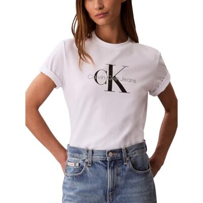 Calvin Women's Monogram Logo Crewneck T-Shirt Brilliant White Calvin Women's Monogram Logo Crewneck T-Shirt Brilliant White