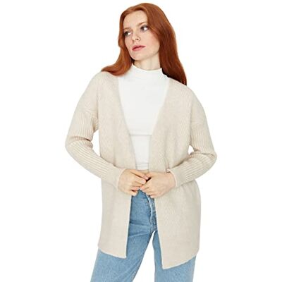 Trendyol Dam slag krage enkel avslappnad cardigan tröja, sten, M, STEN, M Trendyol Dam slag krage enkel avslappnad cardigan tröja, sten, M, STEN, M