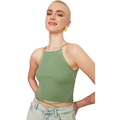 Trendyol Kvinnors mint hängare stickad blus blus, medium Trendyol Kvinnors mint hängare stickad blus blus, medium