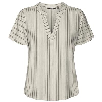VERO MODA Vmmymilo Ss V-hals topp WVN Ga Noos, Silverfoder, L VERO MODA Vmmymilo Ss V-hals topp WVN Ga Noos, Silverfoder, L