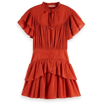 Scotch & Soda dam Ruffled Mini Dress With Gathered Waist Ledig klänning Scotch & Soda dam Ruffled Mini Dress With Gathered Waist Ledig klänning