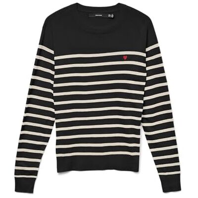 VERO MODA dam Vmdory Ls O-hals tröja Boo, svart, XL VERO MODA dam Vmdory Ls O-hals tröja Boo, svart, XL