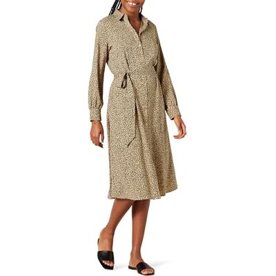 Amazon Essentials Georgette långärmad damklänning, midi-längd, brungrå leopard, XX-Large Amazon Essentials Georgette långärmad damklänning, midi-längd, brungrå leopard, XX-Large