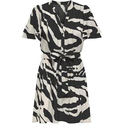 ONLY Onlnova Life Vis S/S Lenia Dress AOP, svart, S ONLY Onlnova Life Vis S/S Lenia Dress AOP, svart, S