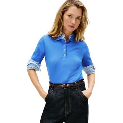Tommy Hilfiger dam 1985 REG Pique Polo SS WW0WW43224 S/S Polo, blå (Mesmerizing Blue), M, Blå (Mesmerizing Blue), M Tommy Hilfiger dam 1985 REG Pique Polo SS WW0WW43224 S/S Polo, blå (Mesmerizing Blue), M, Blå (Mesmerizing Blue), M