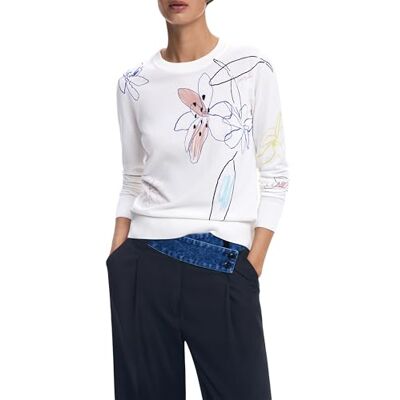 Desigual Designual kvinnors JERS_Arty pullover tröja, vit, S, Vitt, S Desigual Designual kvinnors JERS_Arty pullover tröja, vit, S, Vitt, S