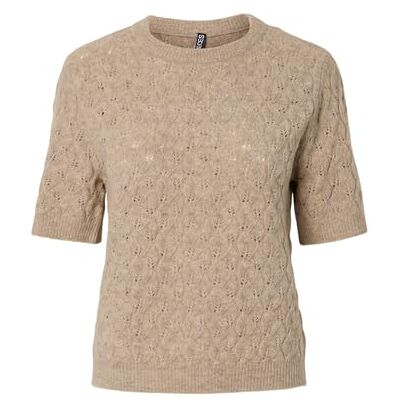 PIECES Dam Pclelou SS O-hals stickade Noos Bc, Taupe Grey, XL, Taupe grå, XL PIECES Dam Pclelou SS O-hals stickade Noos Bc, Taupe Grey, XL, Taupe grå, XL