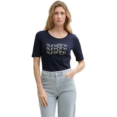 TOM TAILOR dam-t-shirt med tryck, 10668 – himmelskaptensblå, XXS TOM TAILOR dam-t-shirt med tryck, 10668 – himmelskaptensblå, XXS