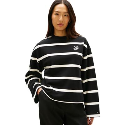 Tommy Hilfiger Dam TH SCRIPT MDRN TERRY SWTSHRT WW0WW48431 pullover sweatshirt, SVART (Svart//Calico Stp), M, Svart (svart/Calico Stp), M Tommy Hilfiger Dam TH SCRIPT MDRN TERRY SWTSHRT WW0WW48431 pullover sweatshirt, SVART (Svart//Calico Stp), M, Svart (svart/Calico Stp), M