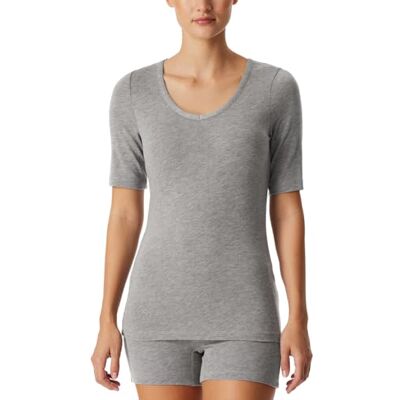 Schiesser T-shirt för kvinnor, kortärmad undertröja – premium warming, Gråmel._183092, 46 Schiesser T-shirt för kvinnor, kortärmad undertröja – premium warming, Gråmel._183092, 46