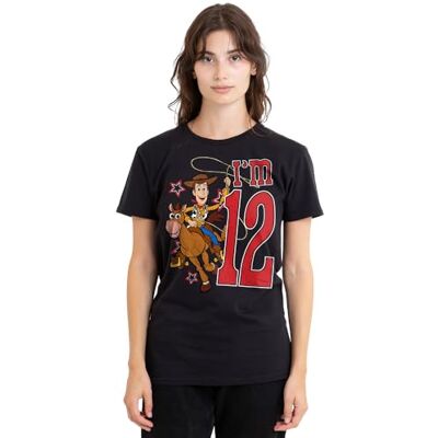 Creative Toy Story Birthday Woody I'm 12 Ladies T-shirt, svart, XX-Large, Svart, XXL Creative Toy Story Birthday Woody I'm 12 Ladies T-shirt, svart, XX-Large, Svart, XXL