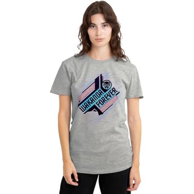Marvel Black Panther Wakanda Forever Angled dam t-shirt, atletisk ljung, liten, Atletisk Heather, S Marvel Black Panther Wakanda Forever Angled dam t-shirt, atletisk ljung, liten, Atletisk Heather, S