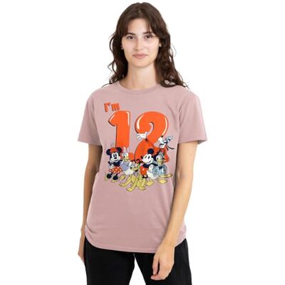 Mickey Mouse mandarin creative ltd Musse Pigg vänner vintage grupp 12:e födelsedag skjorta dam t-shirt, rosa, medium, Rosa, M Mickey Mouse mandarin creative ltd Musse Pigg vänner vintage grupp 12:e födelsedag skjorta dam t-shirt, rosa, medium, Rosa, M