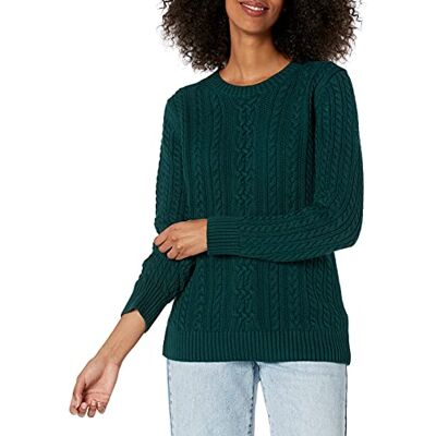Amazon Essentials dam fiskarkabel långärmad tröja med rund hals (finns i plusstorlek), djupgrön, XX-Large Amazon Essentials dam fiskarkabel långärmad tröja med rund hals (finns i plusstorlek), djupgrön, XX-Large