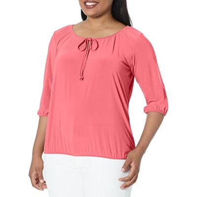 Star Vixen Blus för kvinnor, Korallröd, 3X Star Vixen Blus för kvinnor, Korallröd, 3X