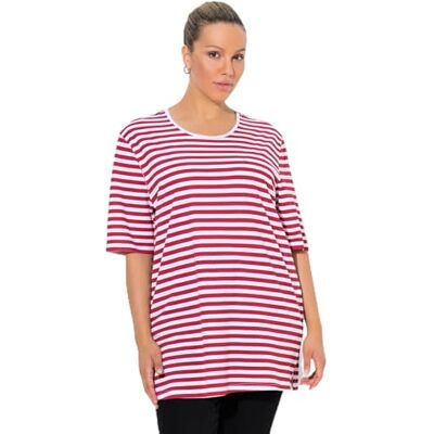 Ulla Popken damer stora storlekar plus size basic skjorta, rund hals, ränder, avslappnad Ulla Popken damer stora storlekar plus size basic skjorta, rund hals, ränder, avslappnad