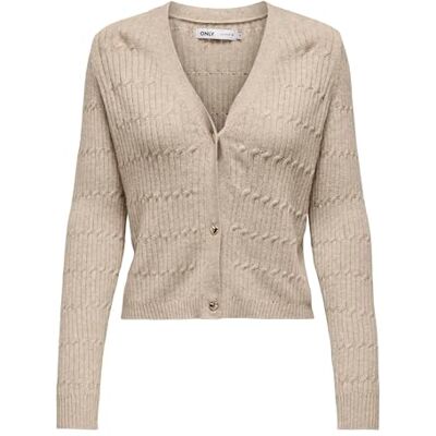 ONLY Onlkatia Ls kabel V-hals Cardi KNT Noos, mocha meringue, S ONLY Onlkatia Ls kabel V-hals Cardi KNT Noos, mocha meringue, S