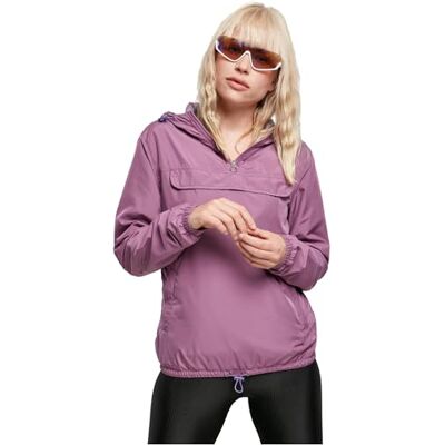 Urban Classics Damvindjacka med huva för kvinnor, damer Basic Pull Over-jacka finns i över 10 färgvarianter, storlekar XS – 5XL, Duskviolet, XS Urban Classics Damvindjacka med huva för kvinnor, damer Basic Pull Over-jacka finns i över 10 färgvarianter, storlekar XS – 5XL, Duskviolet, XS