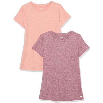 Amazon Essentials Dames Tech stretchig kortärmad T-shirt med rund hals (finns i plusstorlek), 2-Pack, Laxrosa Rymdfärg/Plommon Rymdfärg, M Amazon Essentials Dames Tech stretchig kortärmad T-shirt med rund hals (finns i plusstorlek), 2-Pack, Laxrosa Rymdfärg/Plommon Rymdfärg, M