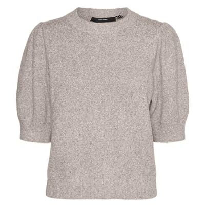 VERO MODA VMDOFFY 2/4 O-hals tröja GA NOOS, Silvergrå/detalj: melerad, S VERO MODA VMDOFFY 2/4 O-hals tröja GA NOOS, Silvergrå/detalj: melerad, S