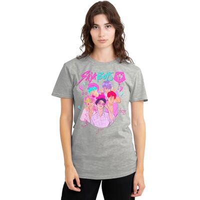 KPop Demon Hunters kvinnors Saja pojkar grupp signaturer dam t-shirt t-shirt, Atletisk Heather, XXL KPop Demon Hunters kvinnors Saja pojkar grupp signaturer dam t-shirt t-shirt, Atletisk Heather, XXL
