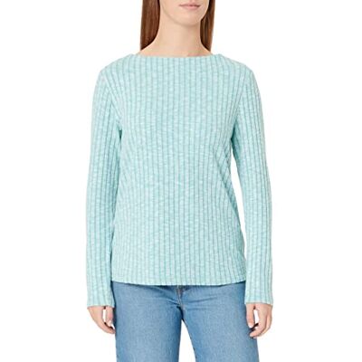 TOM TAILOR Damer Grundläggande långärmad tröja med ribbstruktur 1034157, 30561 Teal Blue Melange, XXS TOM TAILOR Damer Grundläggande långärmad tröja med ribbstruktur 1034157, 30561 Teal Blue Melange, XXS