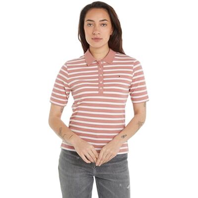 Tommy Hilfiger dam 1985 Reg Pique Stripe Polo Ss S/S pikétröjor, rosa, XS, Breton Stp/Teaberry/Ecru, XS Tommy Hilfiger dam 1985 Reg Pique Stripe Polo Ss S/S pikétröjor, rosa, XS, Breton Stp/Teaberry/Ecru, XS