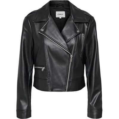 ONLY Onlcarmen Faux läder biker Cc OTW, svart, L ONLY Onlcarmen Faux läder biker Cc OTW, svart, L