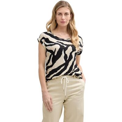 TOM TAILOR dam-t-shirt med rund hals, 38070 – abstrakt beige zebra, L TOM TAILOR dam-t-shirt med rund hals, 38070 – abstrakt beige zebra, L