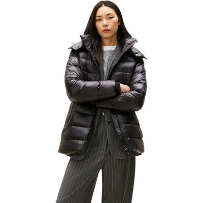 Tommy Hilfiger Dam GLÄNS HW DOWN MIDJA REG COAT WW0WW47355 Puffer Coat, svart, XXXL, svart (svart), 3XL stor Tommy Hilfiger Dam GLÄNS HW DOWN MIDJA REG COAT WW0WW47355 Puffer Coat, svart, XXXL, svart (svart), 3XL stor